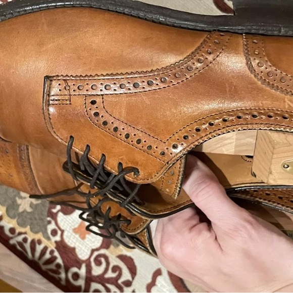 Allen Edmonds McAllister Bench Welt Wingtip Oxford Shoes Men's Size 10.5 Tan Use - Picture 5 of 12